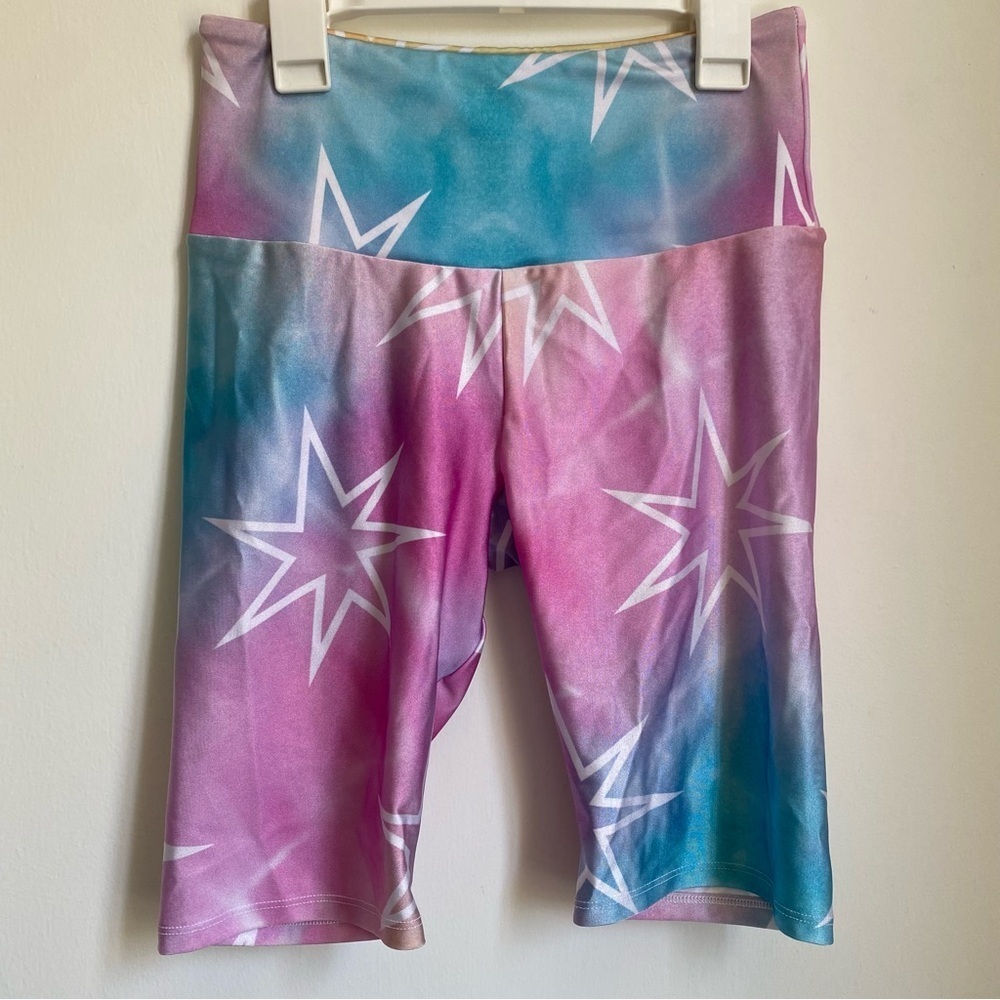 Goldsheep 9” Pastel Tie Dye Stars Biker Shorts M - Picture 2 of 4